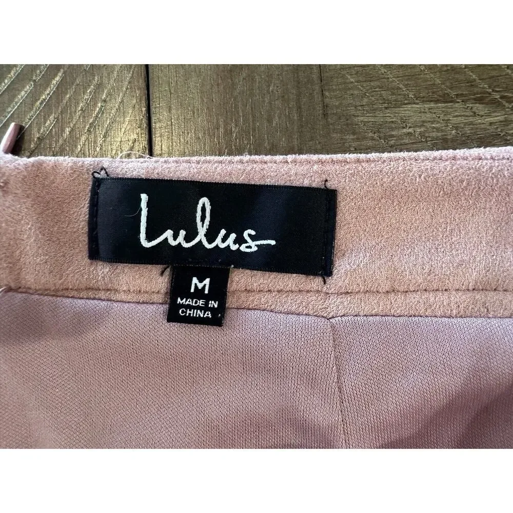 NWT Lulus Superpower Blush Pink Faux Suede Straight Pencil Skirt Lined Back Zip